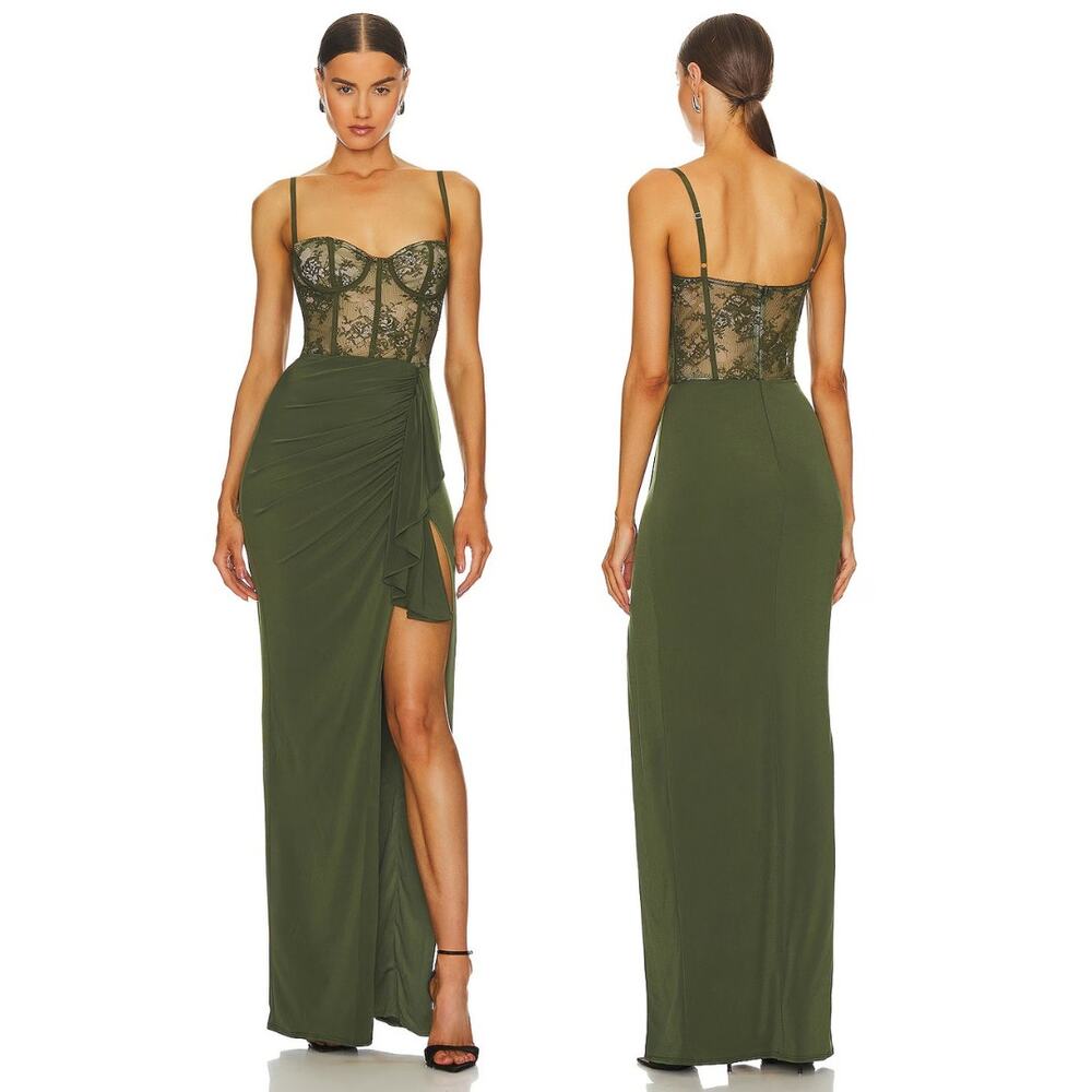 Katie May Willow Gown Maxi Lace Corset Ruffle Formal Wedding Guest Party Prom L